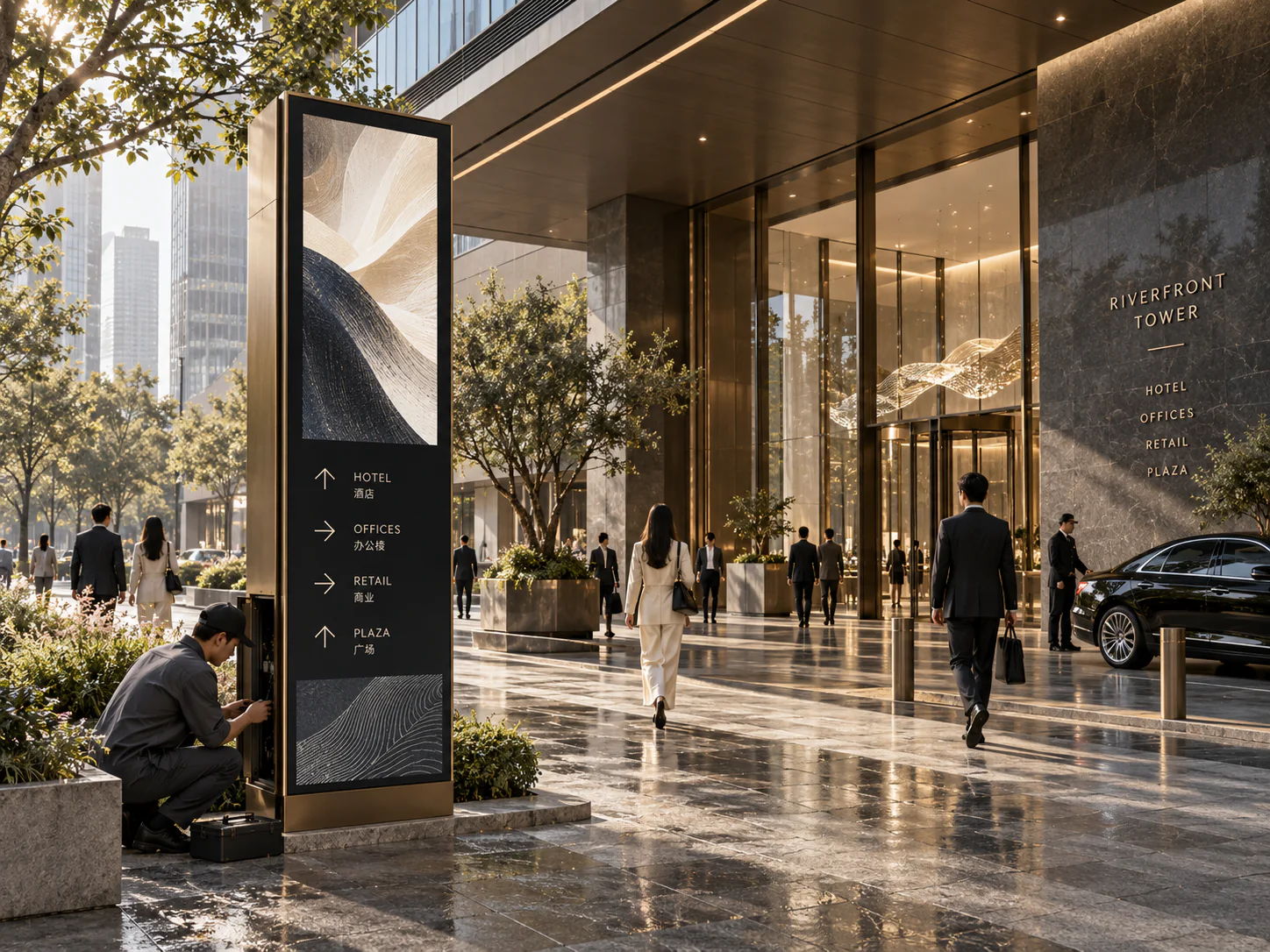 Outdoor smart terminal in a commercial space