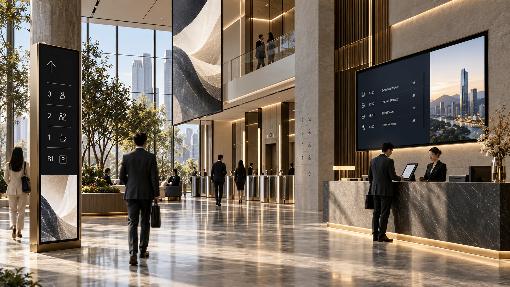 Digital signage in a commercial space